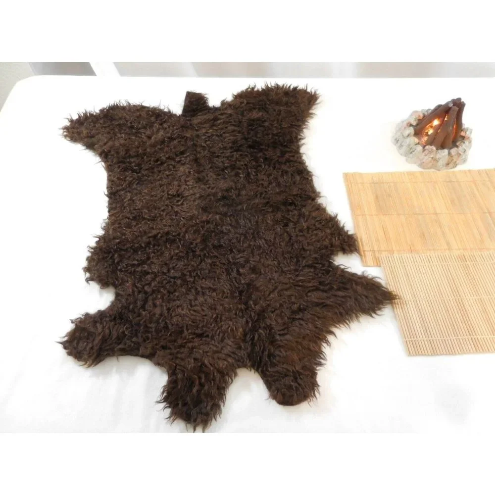 American Girl Doll Kaya Replacement Tule + Brown Faux Fur Blanket +  Wood Fire P